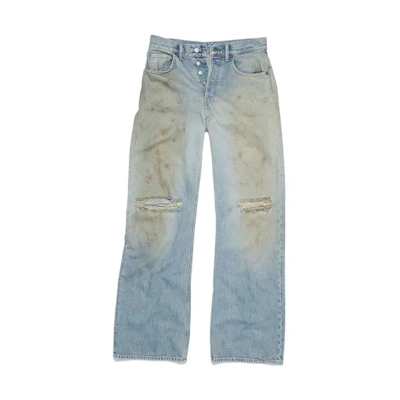 (Women) Acne Studios Distressed Detail Cotton Denim Jeans. A00402