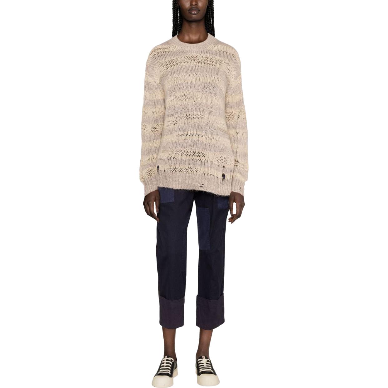 Lookbook (W) アクネ ストゥディオズ ディストレス ストライプ クルーネック セーター ベージュ A60399-DGF