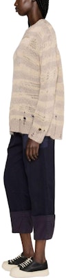 (W) アクネ ストゥディオズ ディストレス ストライプ クルーネック セーター ベージュ A60399-DGF Purchase (W) アクネ ストゥディオズ ディストレス ストライプ クルーネック セーター ベージュ A60399-DGF
