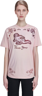(Women) Acne Studios Floral Embroidered Graphic Tee SS23 Light Pink. AL0323-AD5 1