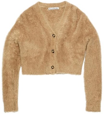 (W) Acne Studios Suéter Corto de Punto Peludo con Cuello en V Marrón Camello. A60436-640 Buy (W) Acne Studios Suéter Corto de Punto Peludo con Cuello en V Marrón Camello. A60436-640