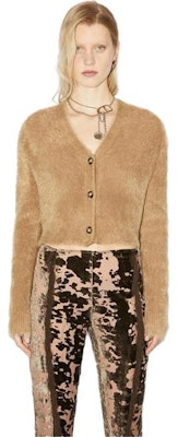 (W) Acne Studios Suéter Corto de Punto Peludo con Cuello en V Marrón Camello. A60436-640 Lookbook (W) Acne Studios Suéter Corto de Punto Peludo con Cuello en V Marrón Camello. A60436-640