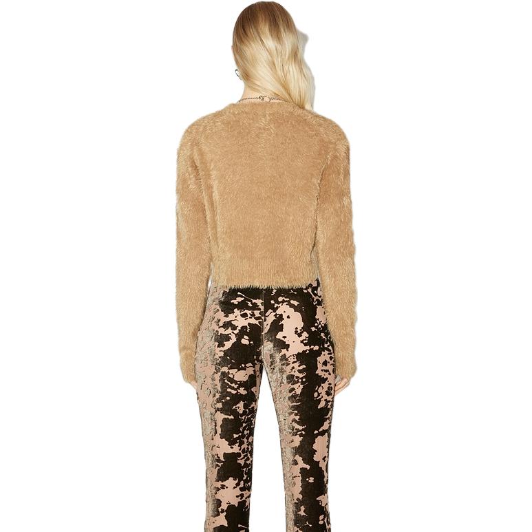 Shop (W) Acne Studios Suéter Corto de Punto Peludo con Cuello en V Marrón Camello. A60436-640