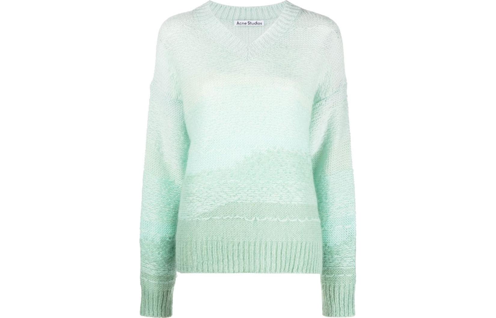 (Women) Acne Studios  Gradient Striped Mohair Knit Sweater Green A60350-DDB