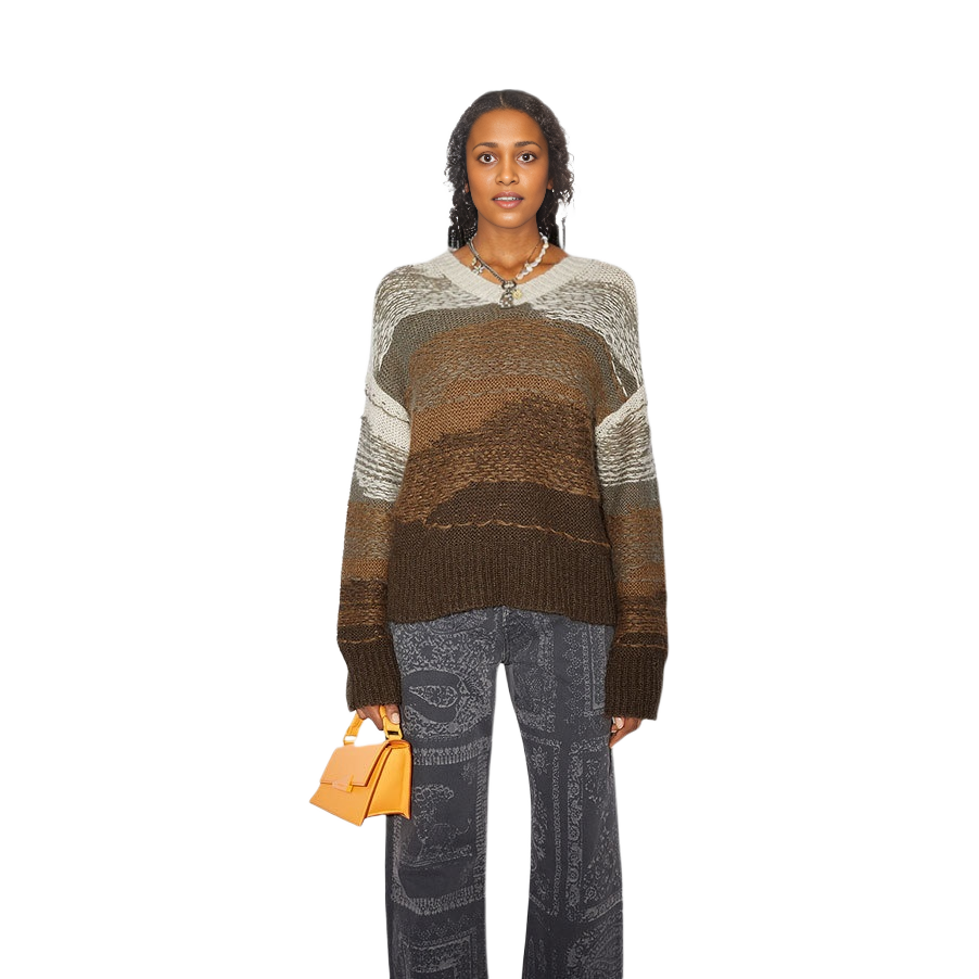 (Women) Acne Studios  Gradient Striped Mohair Knit Sweater Gray Taupe. A60350-BVP 圖 3