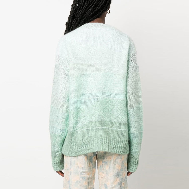 Shop (W) 아크네 스튜디오 그라데이션 스트라이프 모헤어 니트 스웨터 그린 A60350-DDB