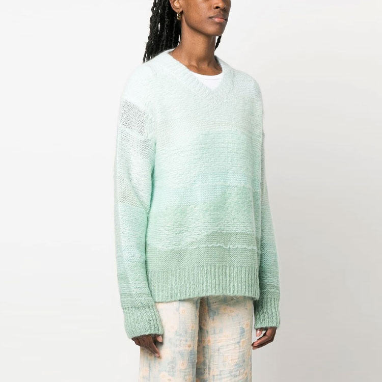 Purchase (W) 아크네 스튜디오 그라데이션 스트라이프 모헤어 니트 스웨터 그린 A60350-DDB