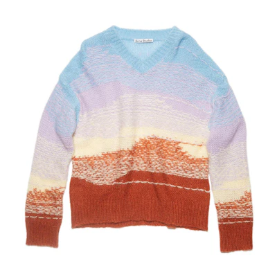 (Women) Acne Studios Gradient Striped Mohair Sweater Light Blue A60350-CY6
