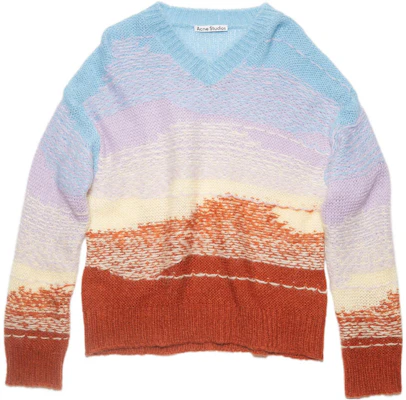 (Women) Acne Studios Gradient Striped Mohair Sweater Light Blue A60350-CY6 Order (Women) Acne Studios Gradient Striped Mohair Sweater Light Blue A60350-CY6