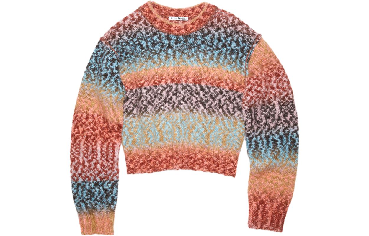 (Women) Acne Studios  Gradient Striped Oversized Crewneck Sweater Multicolor. A60452-DIR