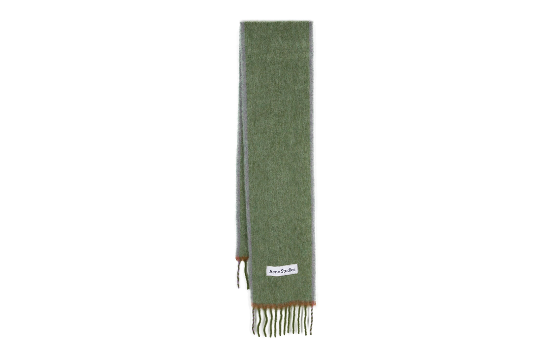 (Women) Acne Studios  Logo Design Knit Scarf Green. CA0290