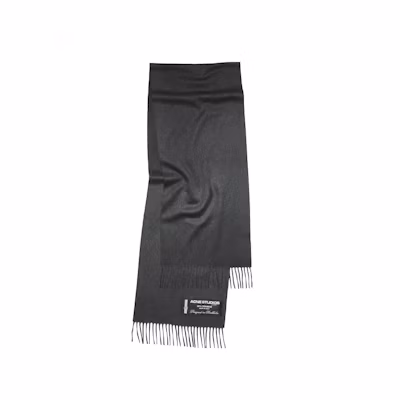 (Women) Acne Studios Logo Fringe Wool Scarf - Gray. CA0282AA2