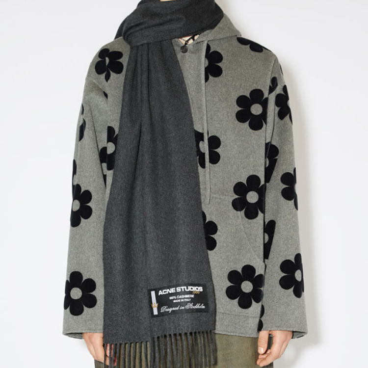 (Women) Acne Studios  Logo Fringe Wool Scarf - Gray. CA0282AA2 圖 3