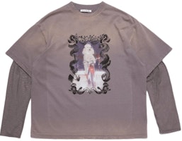 (Women) Acne Studios Long Sleeve T-Shirt with Distressed Inner Sleeve Print. AL0454-CJD (Women) Acne Studios Long Sleeve T-Shirt with Distressed Inner Sleeve Print. AL0454-CJD