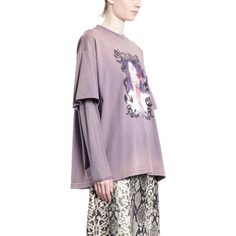 Sizing (W) Acne Studios Camiseta Manga Larga con Diseño Desgastado en Mangas. AL0454-CJD