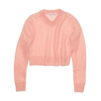 (Women) Acne Studios Loose V-Neck Mohair Wool Knit Sweater in Solid Color. A60455-CSP