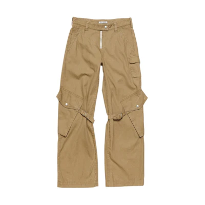 (Women) Acne Studios Low-Waist Loose Straight Cargo Trousers Khaki. AK0778-AE5