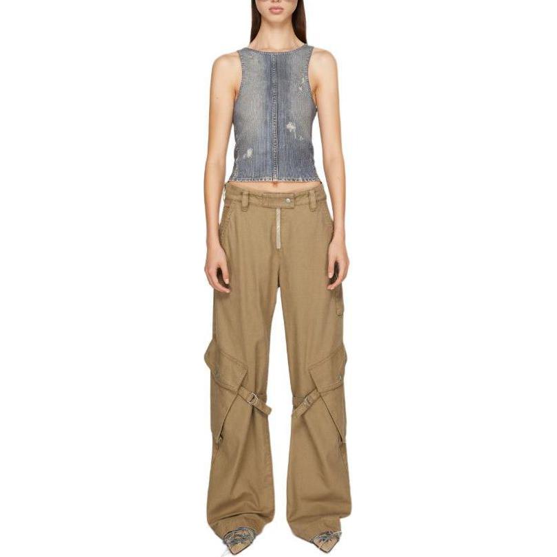 Lookbook (W) Pantalones Cargo Rectos Holgados de Tiro Bajo Acne Studios Khaki. AK0778-AE5