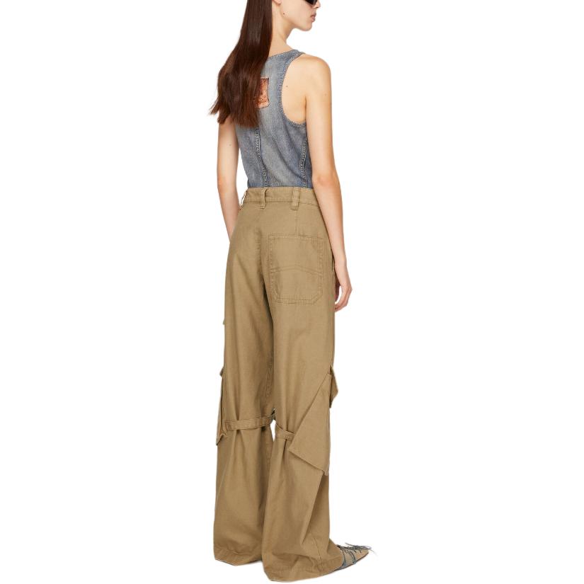 Shop (W) Pantalones Cargo Rectos Holgados de Tiro Bajo Acne Studios Khaki. AK0778-AE5
