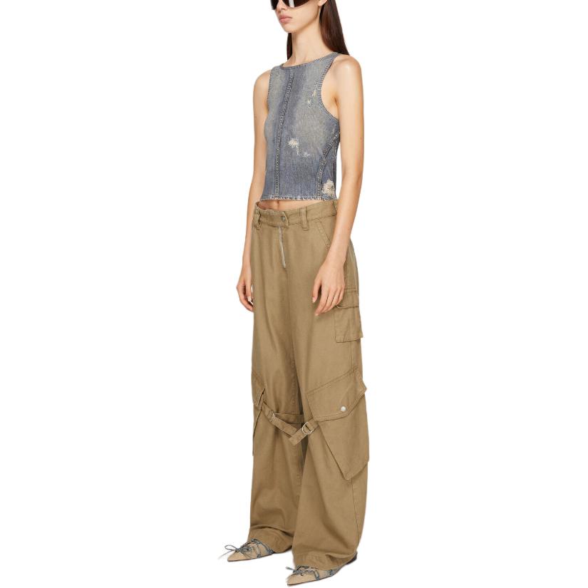 Purchase (W) Pantalones Cargo Rectos Holgados de Tiro Bajo Acne Studios Khaki. AK0778-AE5