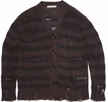 (Women) Acne Studios Mohair Blend Distressed Striped Knit Cardigan Brown. A60398DF5 (Women) Acne Studios Mohair Blend Distressed Striped Knit Cardigan Brown. A60398DF5