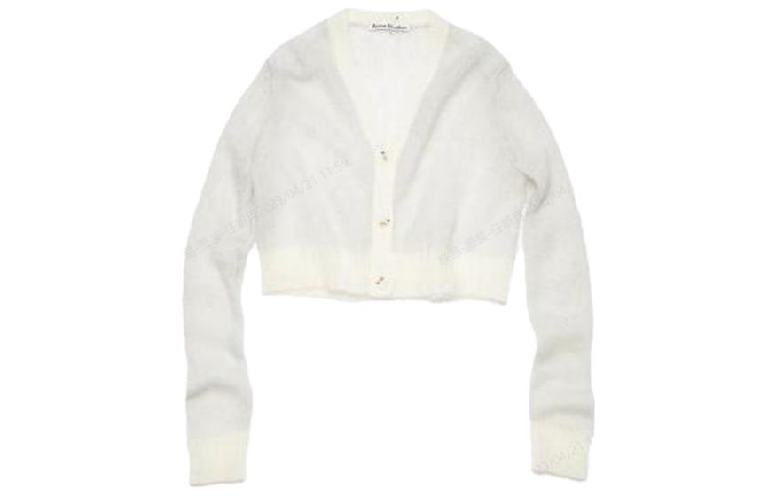 (Women) Acne Studios  Mohair Wool Blend Colorblock Knit Cardigan Light Gray A60296-AAD