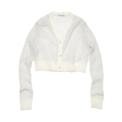 (Women) Acne Studios Mohair Wool Blend Colorblock Knit Cardigan Light Gray A60296-AAD