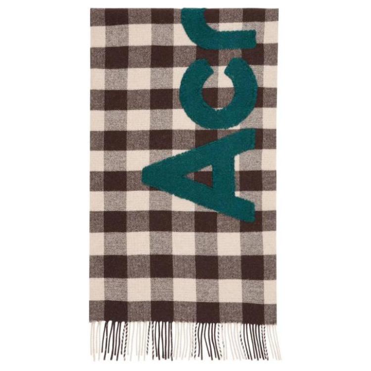 (Women) Acne Studios  Multicolor Checkered Logo Wool Scarf. CA0262-AL9