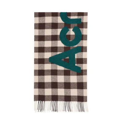 (Women) Acne Studios Multicolor Checkered Logo Wool Scarf. CA0262-AL9