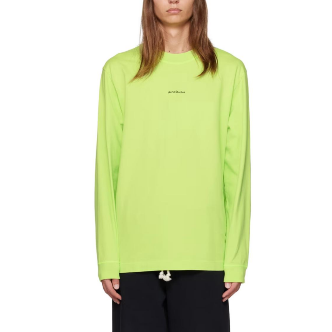 Order (W) Acne Studios Baju Lengan Panjang Logo Hijau Neon Oversized. BL0279-BV2