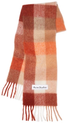 (Women) Acne Studios Orange Alpaca Wool Plaid Fringe Scarf CA0084-CUV Order (Women) Acne Studios Orange Alpaca Wool Plaid Fringe Scarf CA0084-CUV