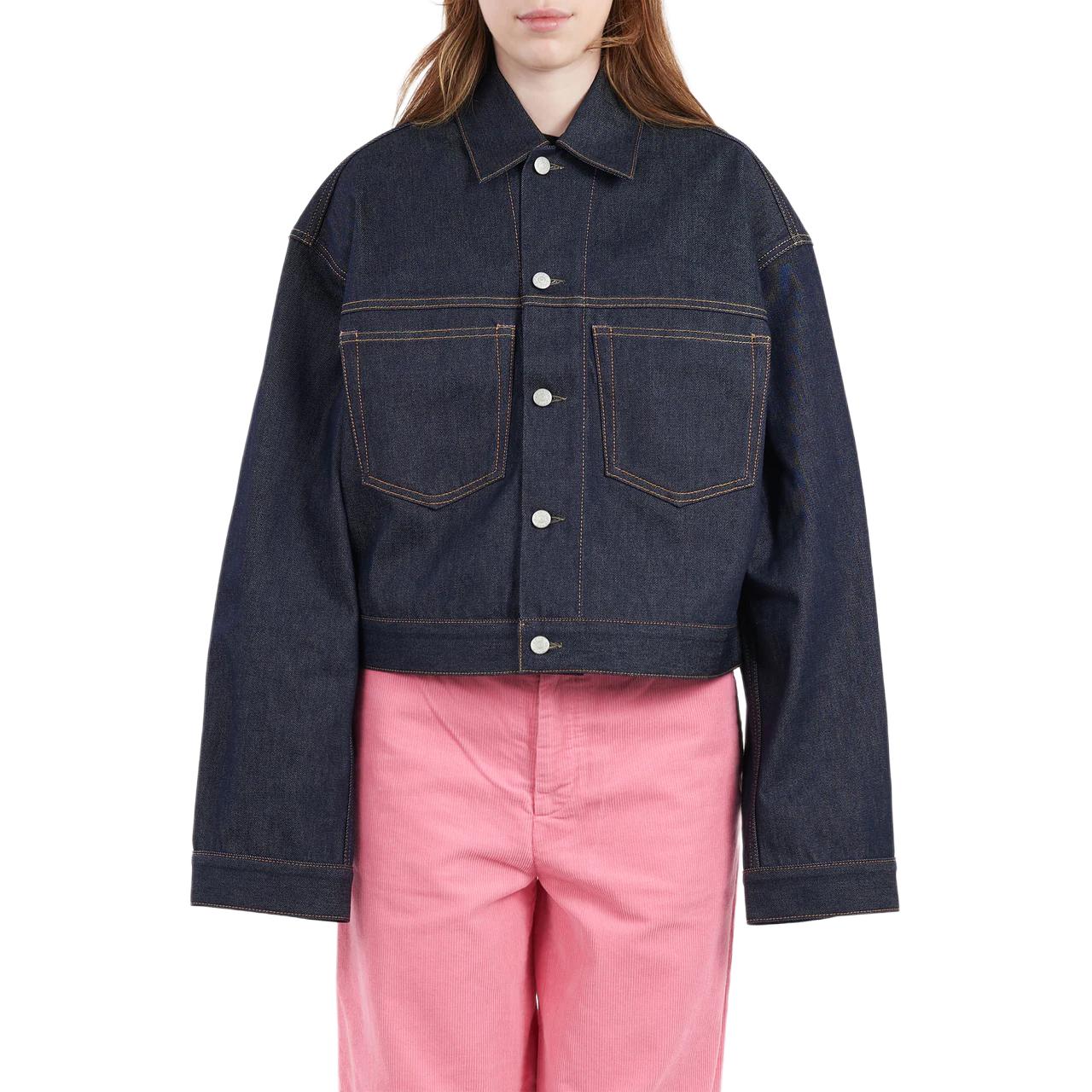 (Women) Acne Studios  Oversized Denim Jacket in Indigo with Button-Down Collar. C90182-135