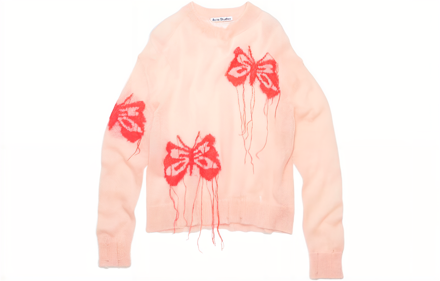 (Women) Acne Studios  Pink Butterfly Print Loose-Fit Crewneck Sweater. A60442-CVC