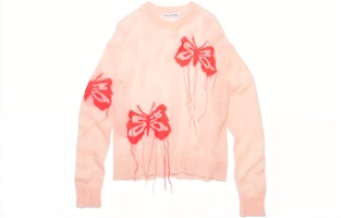(Women) Acne Studios Pink Butterfly Print Loose-Fit Crewneck Sweater. A60442-CVC (Women) Acne Studios Pink Butterfly Print Loose-Fit Crewneck Sweater. A60442-CVC