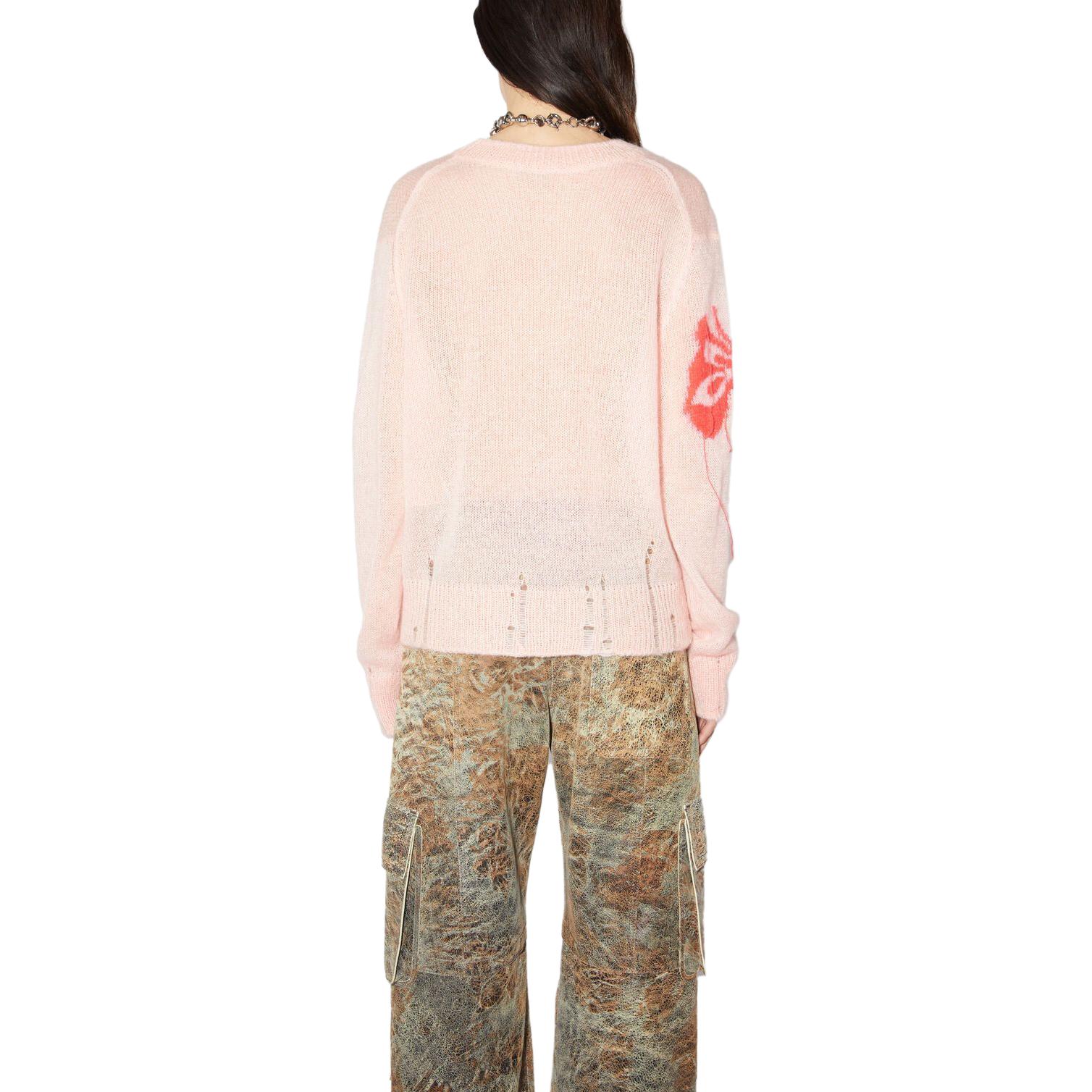 Shop (W) Acne Studios Baju Kelawar Cetak Rama-Rama Merah Jambu Longgar. A60442-CVC