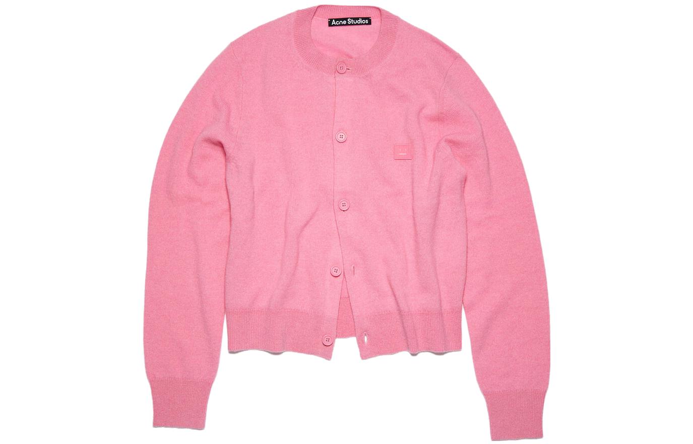 (Women) Acne Studios  Pink Face Expression Wool Knit Cardigan Sweater. A60280BP5
