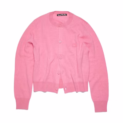 (Women) Acne Studios Pink Face Expression Wool Knit Cardigan Sweater. A60280BP5