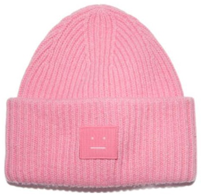(Women) Acne Studios Pink Knit Beanie with Face Logo. C40135BP5 Order (Women) Acne Studios Pink Knit Beanie with Face Logo. C40135BP5