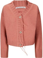 (Women) Acne Studios Pink V-Neck Button-Up Logo Knit Cardigan. A60511-COA (Women) Acne Studios Pink V-Neck Button-Up Logo Knit Cardigan. A60511-COA
