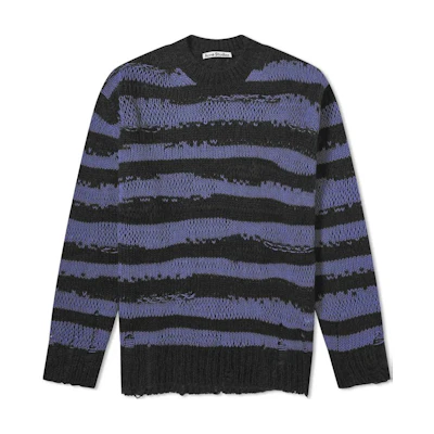 (Women) Acne Studios Purple Striped Crewneck Loose Fit Long Sleeve Sweater A60399-DL9