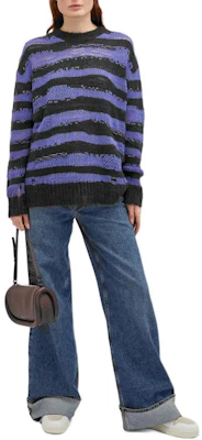 (Women) Acne Studios Purple Striped Crewneck Loose Fit Long Sleeve Sweater A60399-DL9 Lookbook (Women) Acne Studios Purple Striped Crewneck Loose Fit Long Sleeve Sweater A60399-DL9