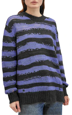 (Women) Acne Studios Purple Striped Crewneck Loose Fit Long Sleeve Sweater A60399-DL9 Shop (Women) Acne Studios Purple Striped Crewneck Loose Fit Long Sleeve Sweater A60399-DL9
