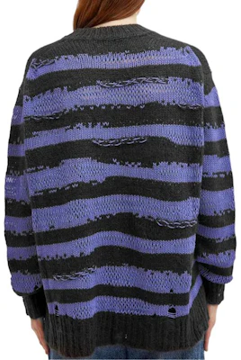 (Women) Acne Studios Purple Striped Crewneck Loose Fit Long Sleeve Sweater A60399-DL9 Purchase (Women) Acne Studios Purple Striped Crewneck Loose Fit Long Sleeve Sweater A60399-DL9