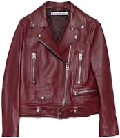 (Women) Acne Studios Red Cropped Biker Jacket with Zipper Details. A70065-BURGUNDY (Women) Acne Studios Red Cropped Biker Jacket with Zipper Details. A70065-BURGUNDY