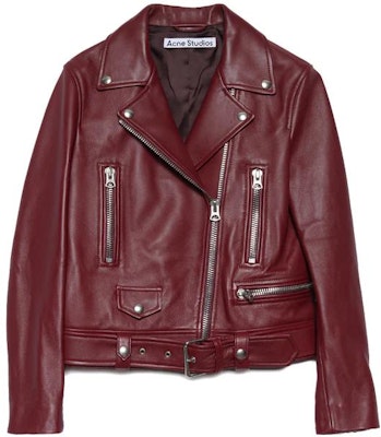 (Women) Acne Studios Red Cropped Biker Jacket with Zipper Details. A70065-BURGUNDY Buy (Women) Acne Studios Red Cropped Biker Jacket with Zipper Details. A70065-BURGUNDY