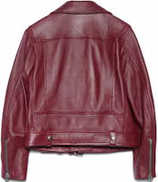 Lookbook (W) Acne Studios 紅色短版機車夾克拉鍊細節外套。 A70065-BURGUNDY