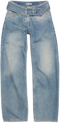 (Women) Acne Studios Relaxed Fit Belted High-Waist Washed Wide-Leg Jeans Blue SS24 AK0757-863 Order (Women) Acne Studios Relaxed Fit Belted High-Waist Washed Wide-Leg Jeans Blue SS24 AK0757-863