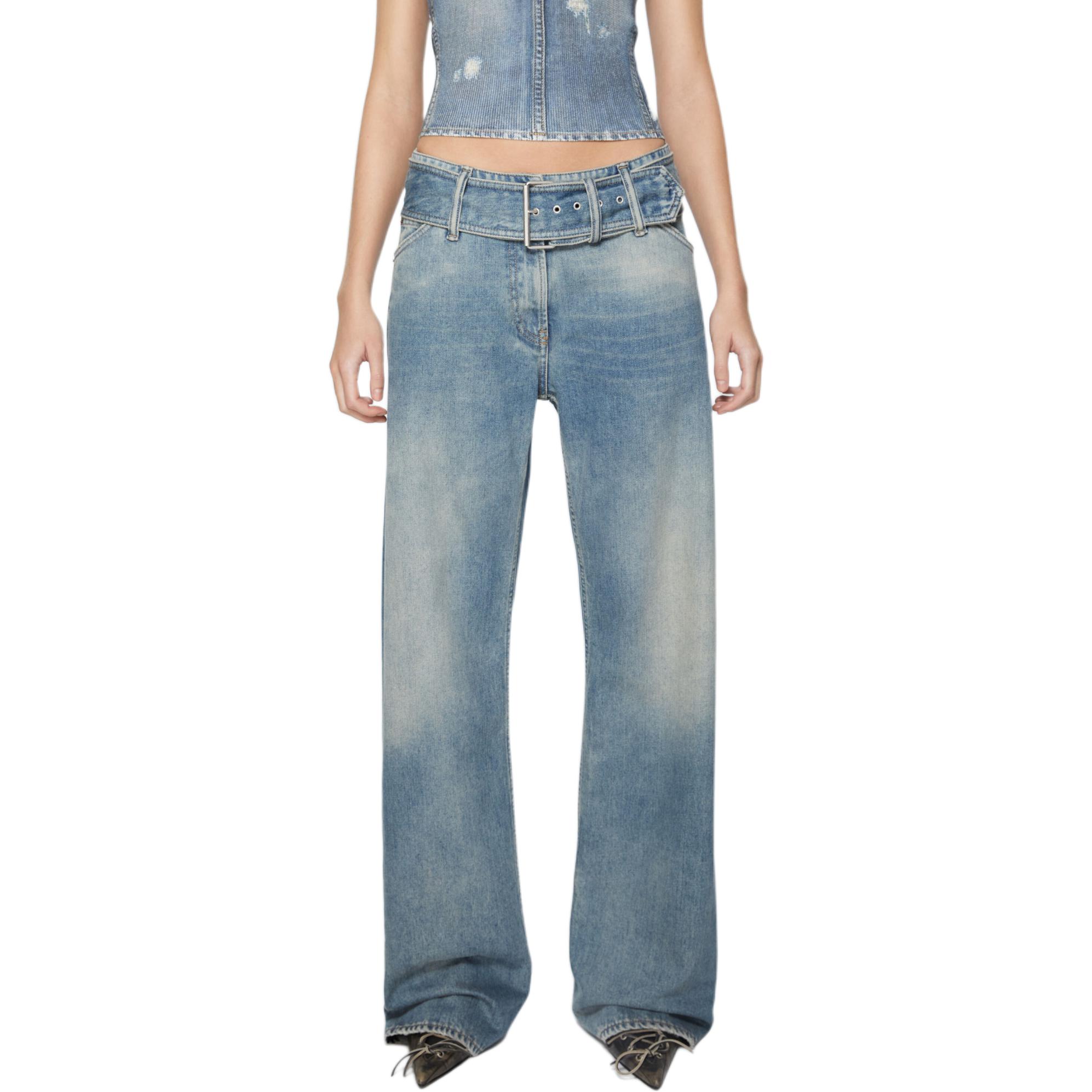 Lookbook (Women) Acne Studios  Relaxed Fit Belted High-Waist Washed Wide-Leg Jeans Blue SS24 AK0757-863