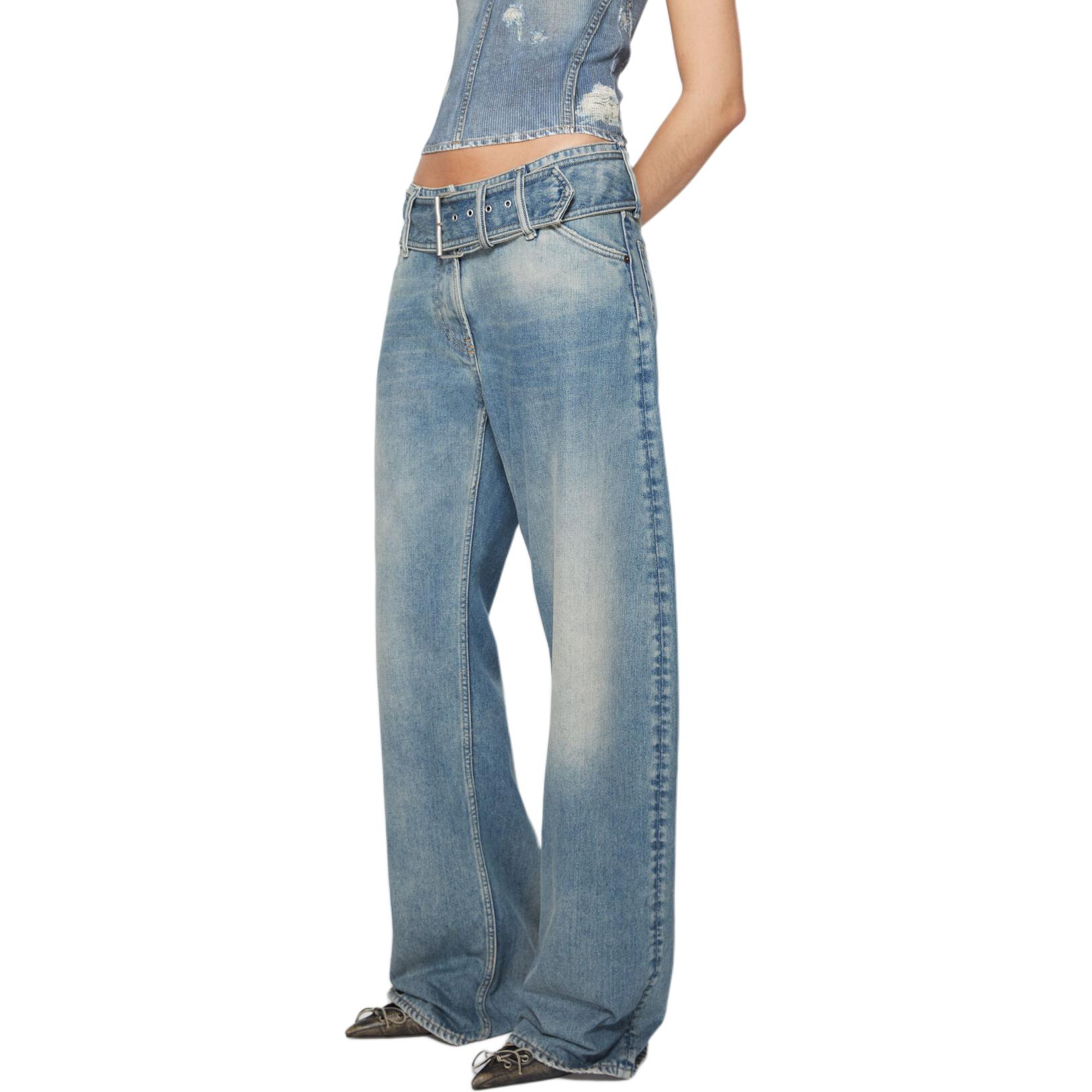 Purchase (Women) Acne Studios  Relaxed Fit Belted High-Waist Washed Wide-Leg Jeans Blue SS24 AK0757-863
