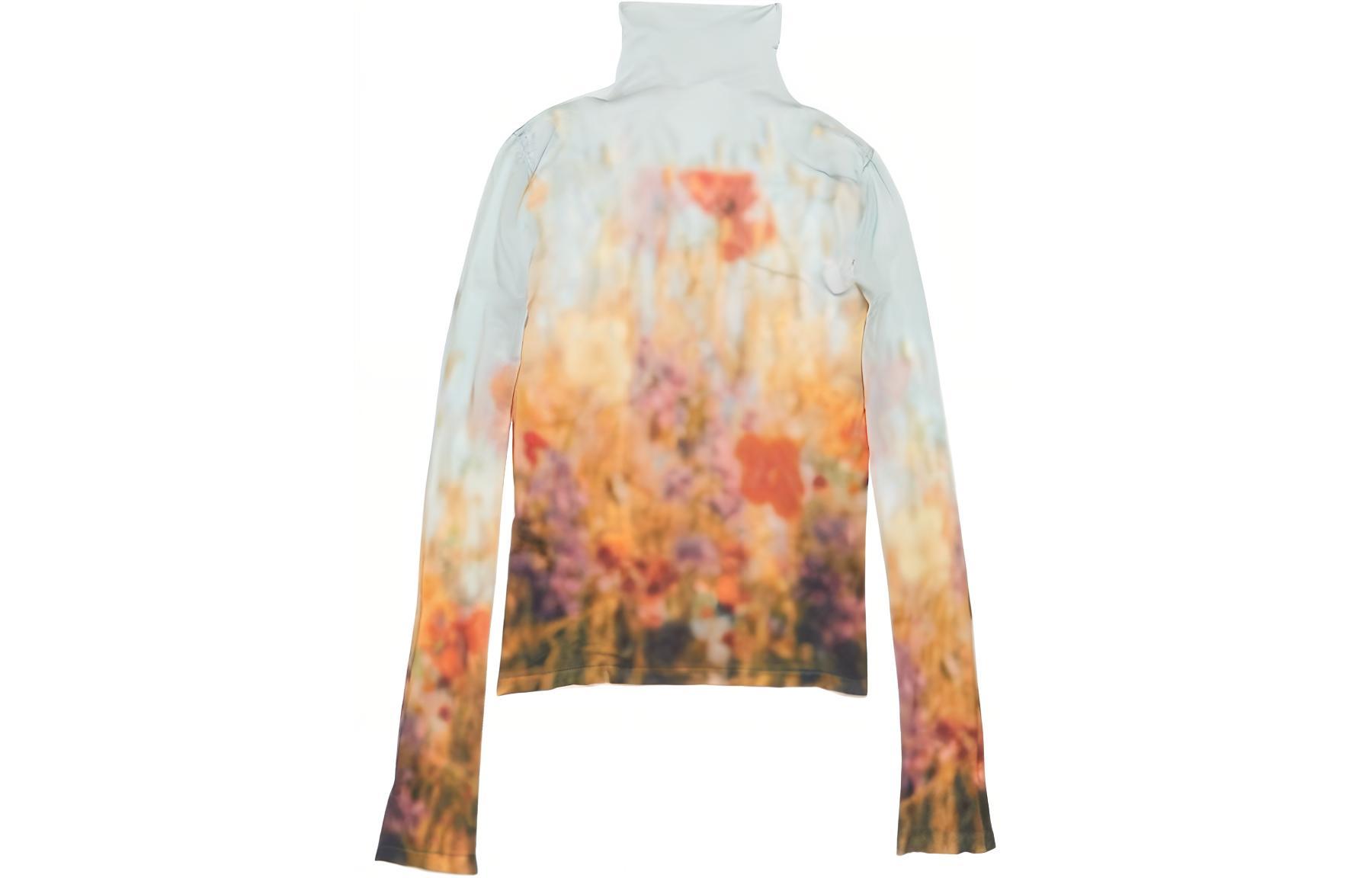 Order (Women) Acne Studios  Retro Oil Painting High-Neck Long-Sleeve Tee SS24 Multi-color AL0391-AM4